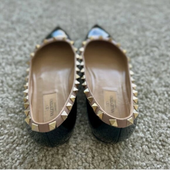 Authentic Valentino Garavani Rockstud Pointy Ballet Flats - US 6 (EU 36) - Black - Picture 6 of 10